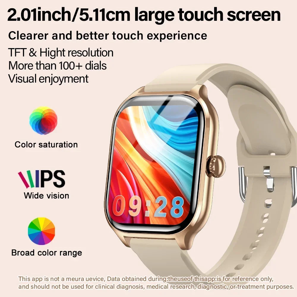 2025 New 2.01 Inch Smart Watch Man Woman Gift Full Touch Screen Sports Fitness Watch BT Call Digital Smart Watch Fashion Ladies