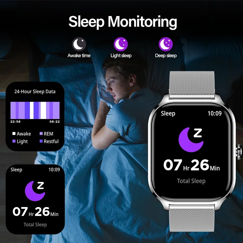 2025 New 2.01 Inch Smart Watch Man Woman Gift Full Touch Screen Sports Fitness Watch BT Call Digital Smart Watch Fashion Ladies
