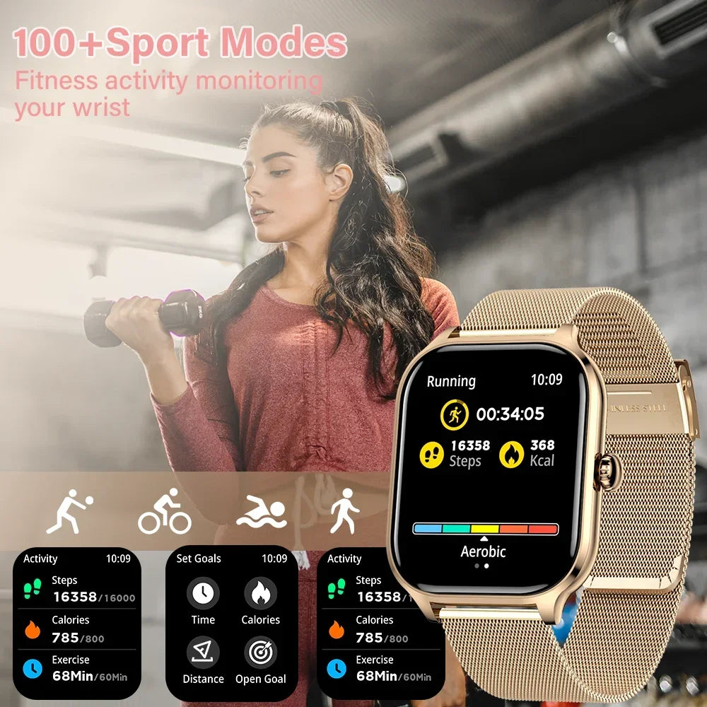 2025 New 2.01 Inch Smart Watch Man Woman Gift Full Touch Screen Sports Fitness Watch BT Call Digital Smart Watch Fashion Ladies