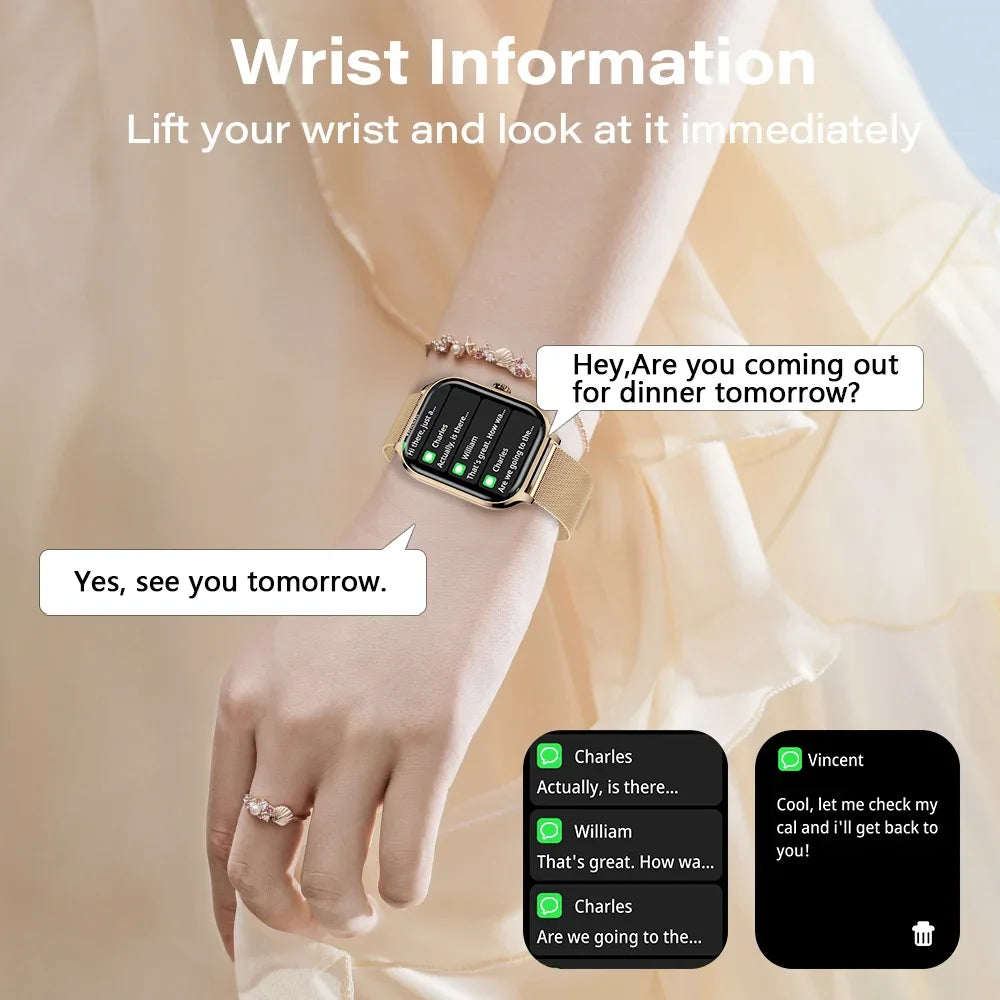 2025 New 2.01 Inch Smart Watch Man Woman Gift Full Touch Screen Sports Fitness Watch BT Call Digital Smart Watch Fashion Ladies