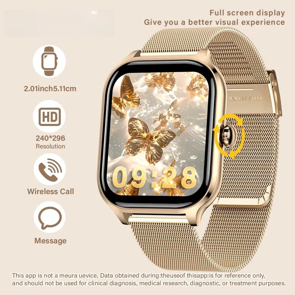 2025 New 2.01 Inch Smart Watch Man Woman Gift Full Touch Screen Sports Fitness Watch BT Call Digital Smart Watch Fashion Ladies