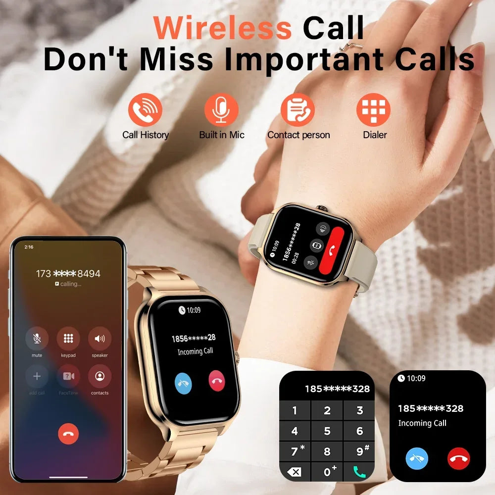 2025 New 2.01 Inch Smart Watch Man Woman Gift Full Touch Screen Sports Fitness Watch BT Call Digital Smart Watch Fashion Ladies