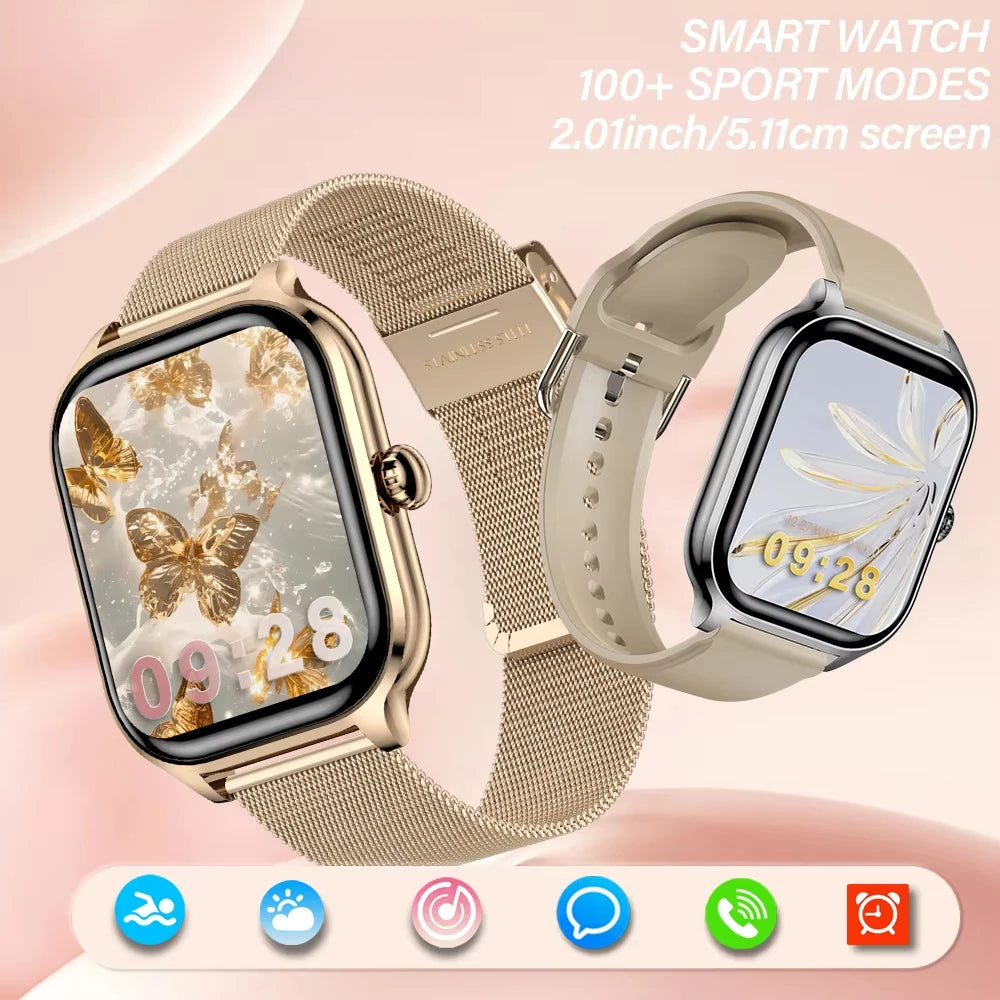 2025 New 2.01 Inch Smart Watch Man Woman Gift Full Touch Screen Sports Fitness Watch BT Call Digital Smart Watch Fashion Ladies