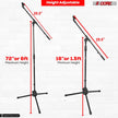 5Core Tripod Mic Stand 4Pcs Heavy Duty Adjustable Holder Floor Microphone Boom Arm BLACK