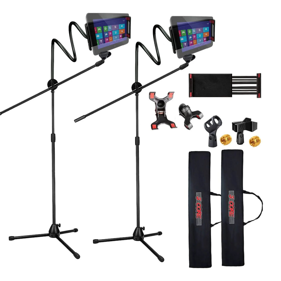 5 Core Tripod Mic Stand W Phone Holder Height Adjustable Microphone Mount Stands