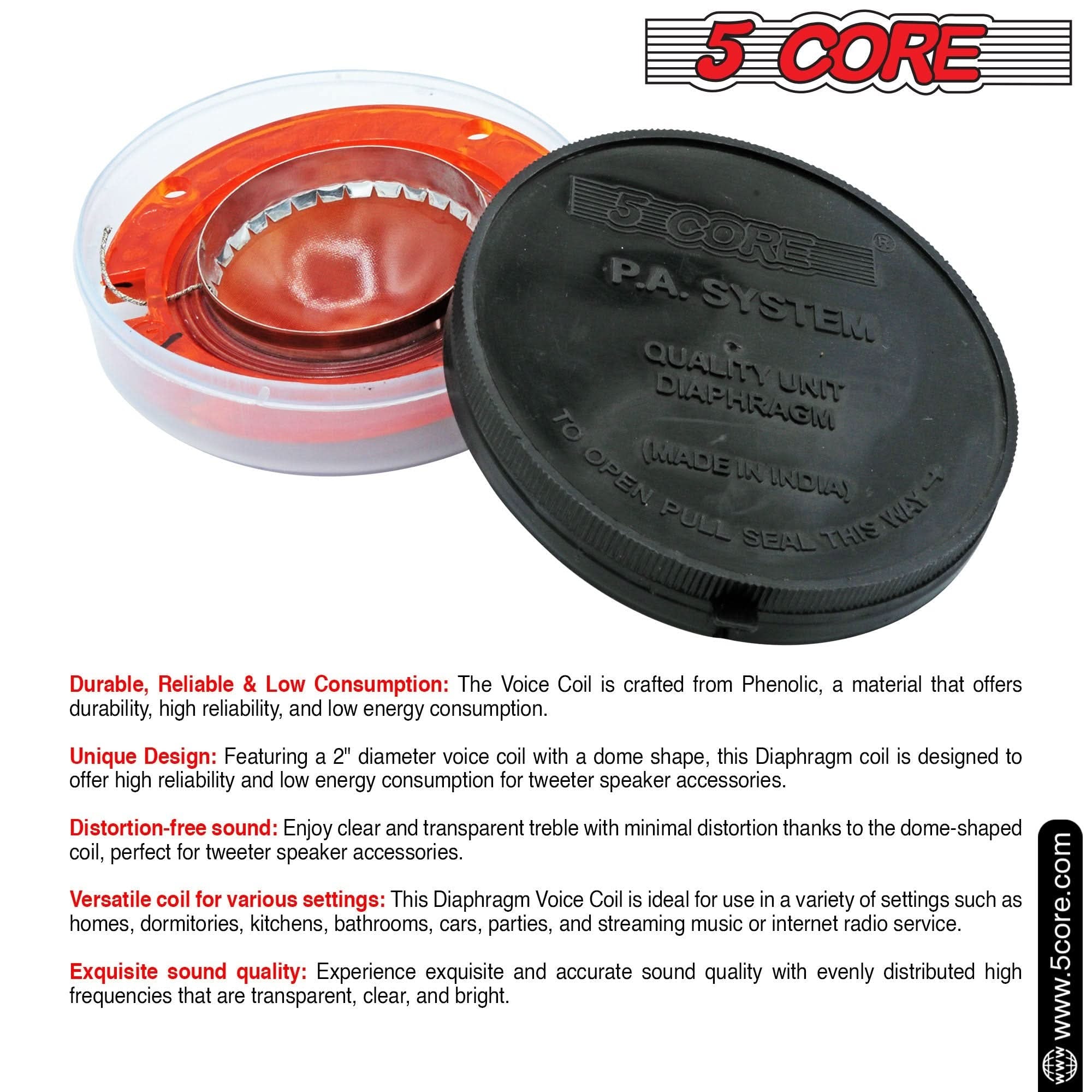 5 Core Voice Coil Diaphragm • Phenolic 2