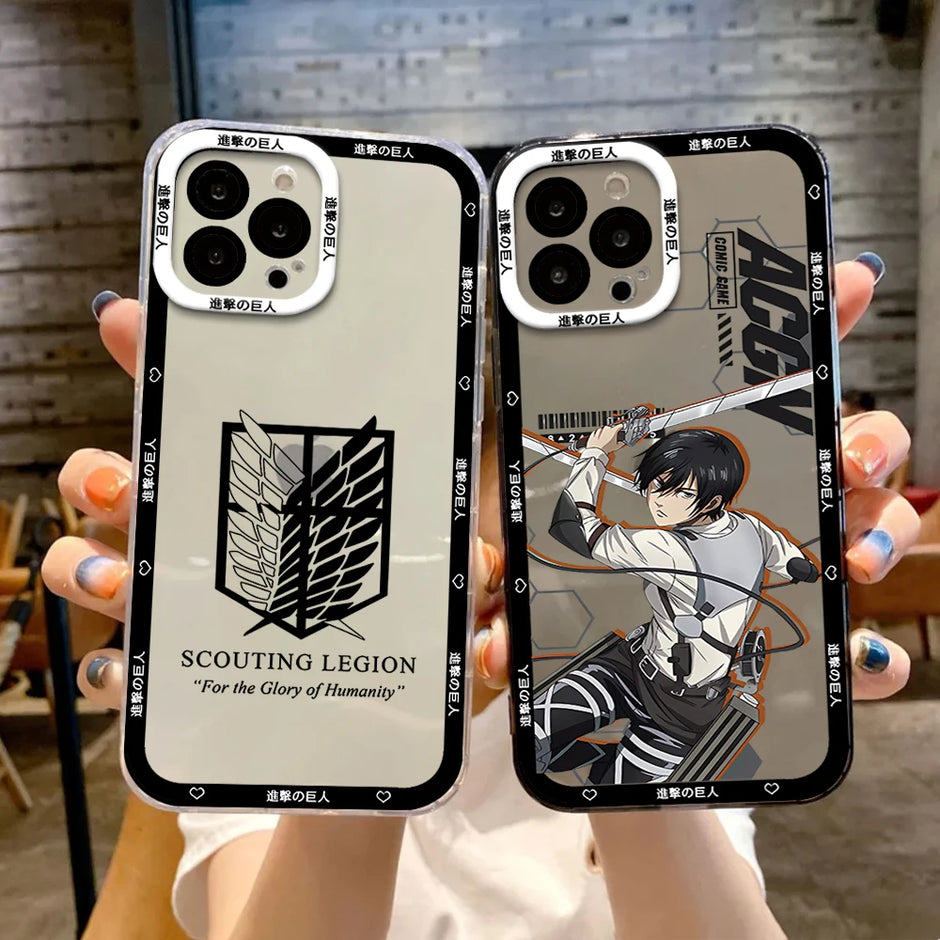 ANIME A-Attack on titan FUNDA PHONE Case For iPhone Border Soft Shell 11 12 13 Mini 14 15 16 Pro Max Soft Clear Back Cover Coque
