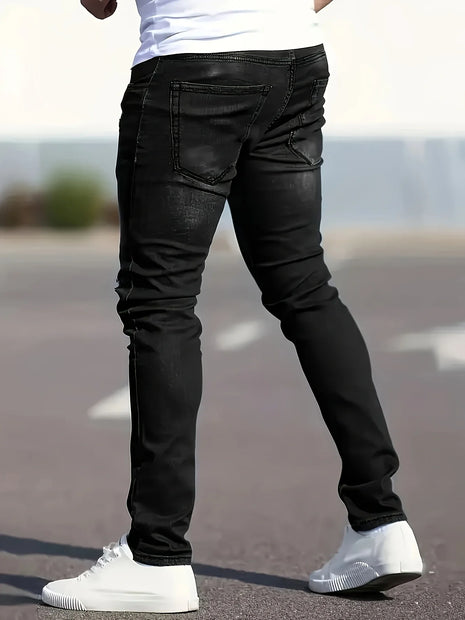 Men's stylish solid-color jeans
