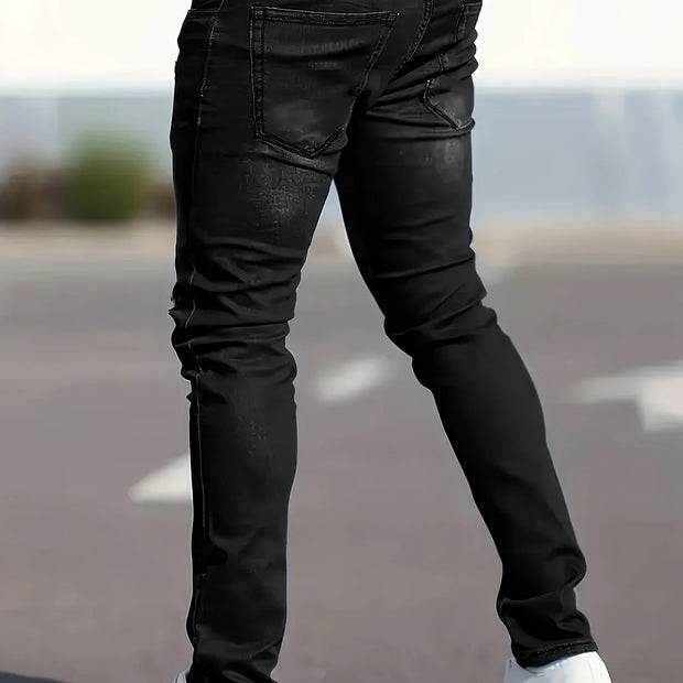 Men's stylish solid-color jeans