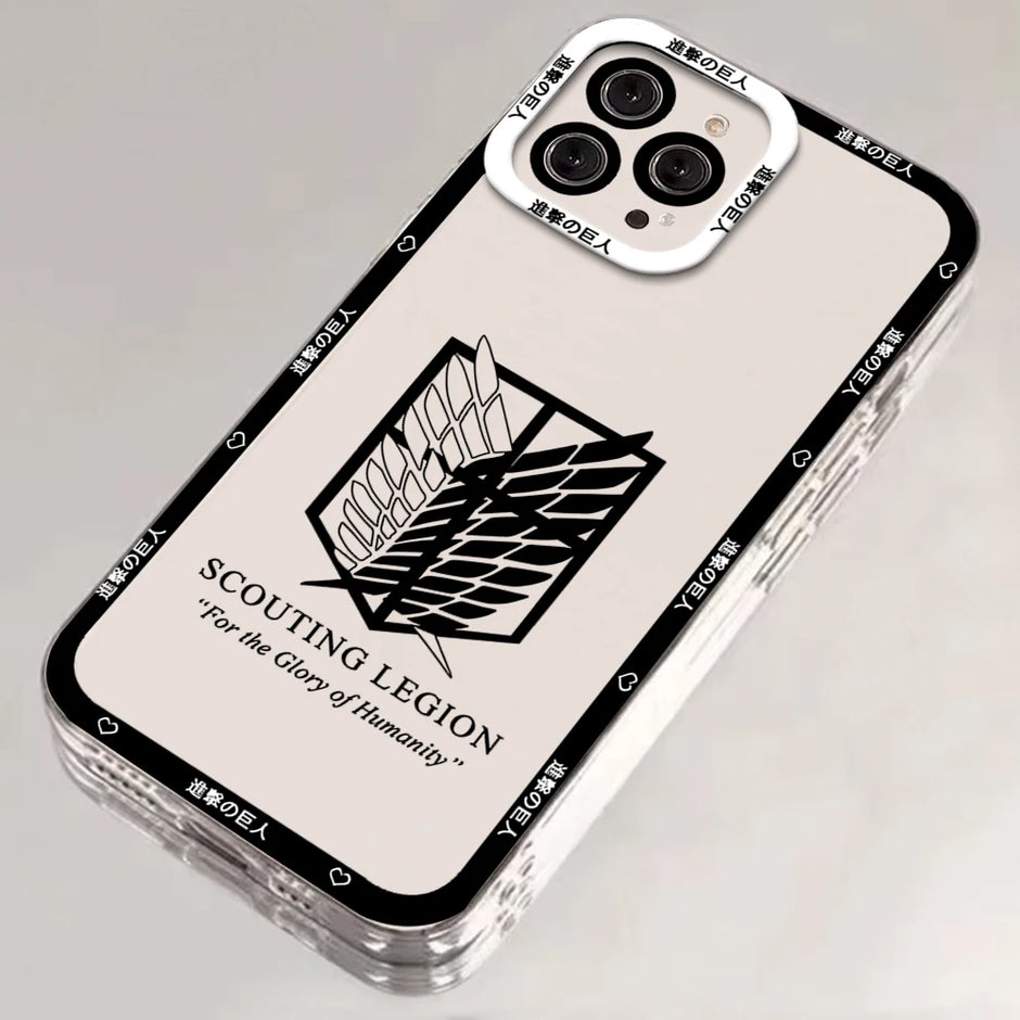 ANIME A-Attack on titan FUNDA PHONE Case For iPhone Border Soft Shell 11 12 13 Mini 14 15 16 Pro Max Soft Clear Back Cover Coque