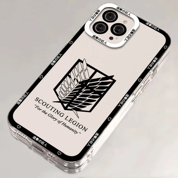 ANIME A-Attack on titan FUNDA PHONE Case For iPhone Border Soft Shell 11 12 13 Mini 14 15 16 Pro Max Soft Clear Back Cover Coque