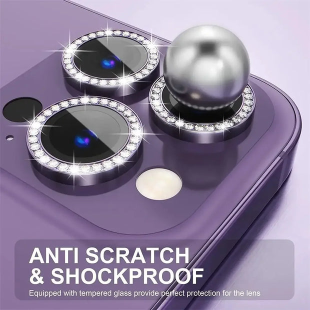 Sparkly Rhinestone Camera Lens Protector Case For iPhone 17 16 15 14 13 12 11 Pro Max 15 16 Plus 16E Screen Protector Film