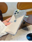 Bling Heart Girly Phone Cases for IPhone16 15 Pro Max 14 13 12 Mini 11 XS XR Plus Coques Camera Protection Cover Glitter Fundas