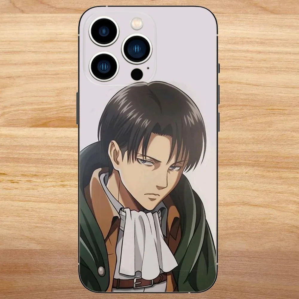 Levi Ackerman Attack on Titan Phone Case For iPhone15,14,13,12,11,Pro,Max,Plus,Mini,X,XS,XR,8,7,6,S,Plus,SE Soft Black Case