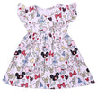 Princess Mouse Bow Toddler Girl Dress Summer Outfit Birthday Party Clothes Girls Flutter Sleeve Knee Length Dress 1-7 Years