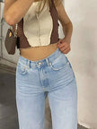 Women's new knee-piercing jeans, loose, comfortable and casual, fully matching straight micro-elastic jeans