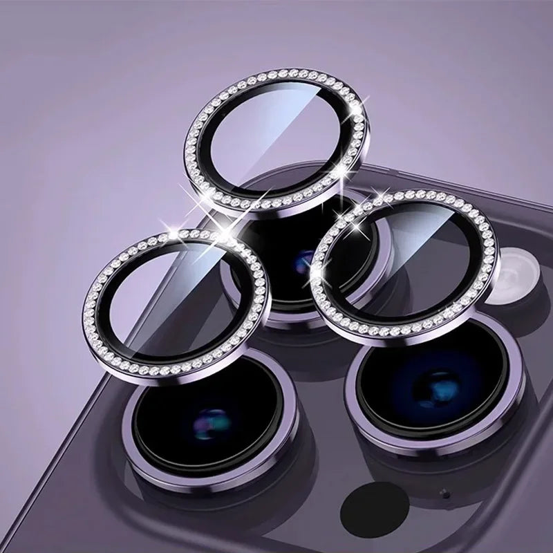 Sparkly Rhinestone Camera Lens Protector Case For iPhone 17 16 15 14 13 12 11 Pro Max 15 16 Plus 16E Screen Protector Film