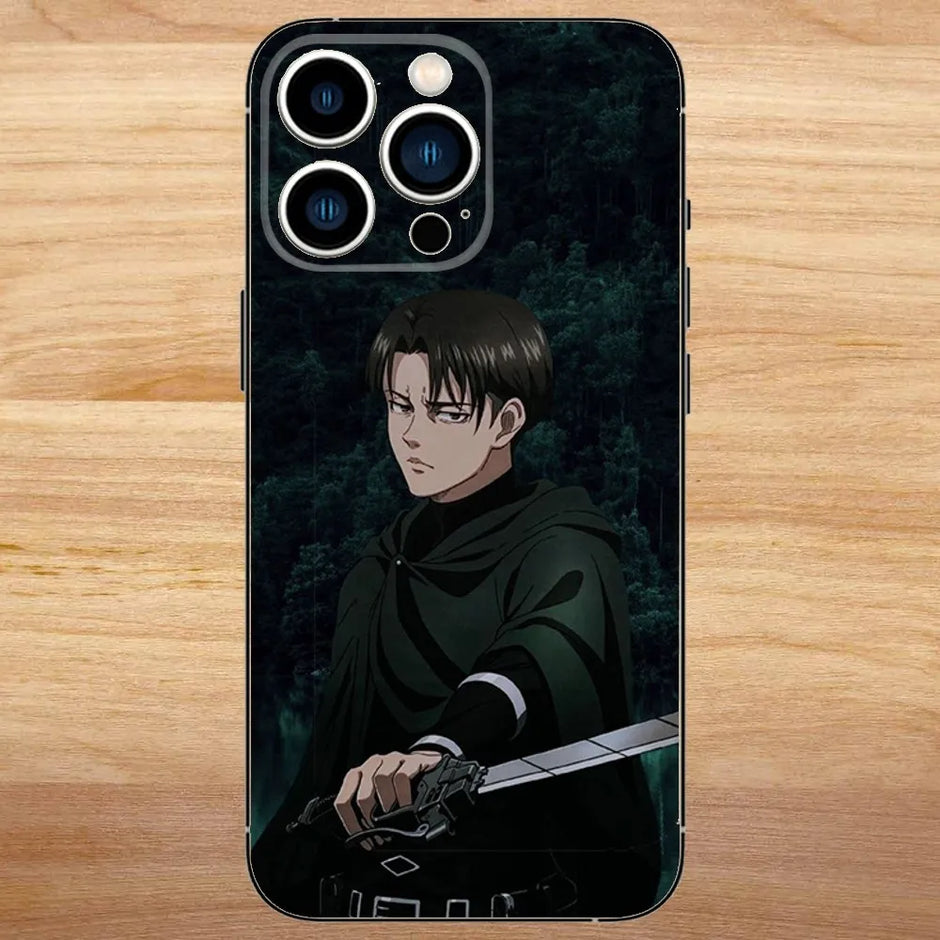 Levi Ackerman Attack on Titan Phone Case For iPhone15,14,13,12,11,Pro,Max,Plus,Mini,X,XS,XR,8,7,6,S,Plus,SE Soft Black Case