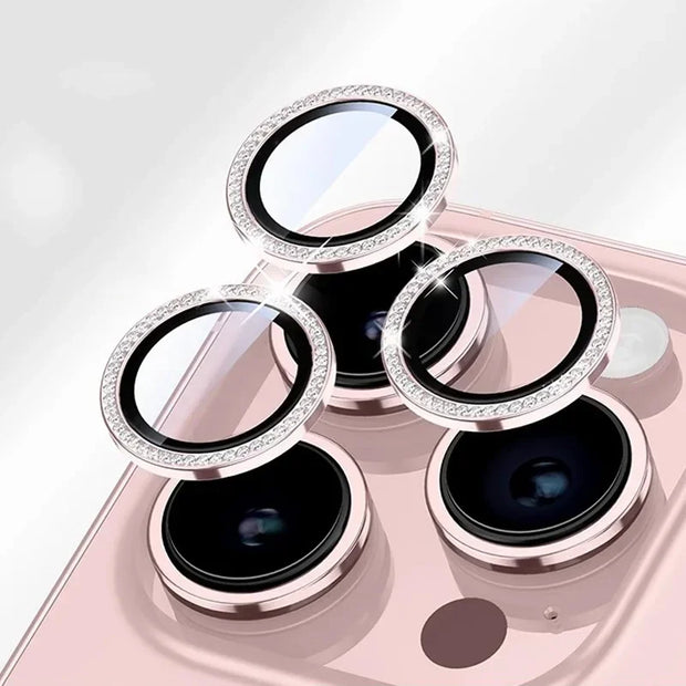 Sparkly Rhinestone Camera Lens Protector Case For iPhone 17 16 15 14 13 12 11 Pro Max 15 16 Plus 16E Screen Protector Film