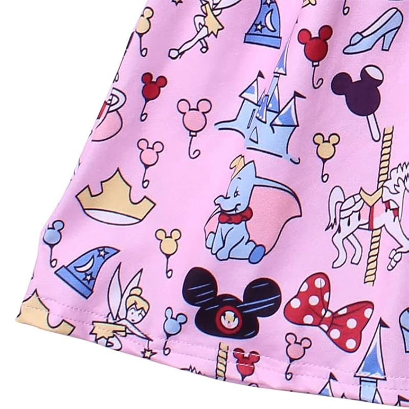 Princess Mouse Bow Toddler Girl Dress Summer Outfit Birthday Party Clothes Girls Flutter Sleeve Knee Length Dress 1-7 Years