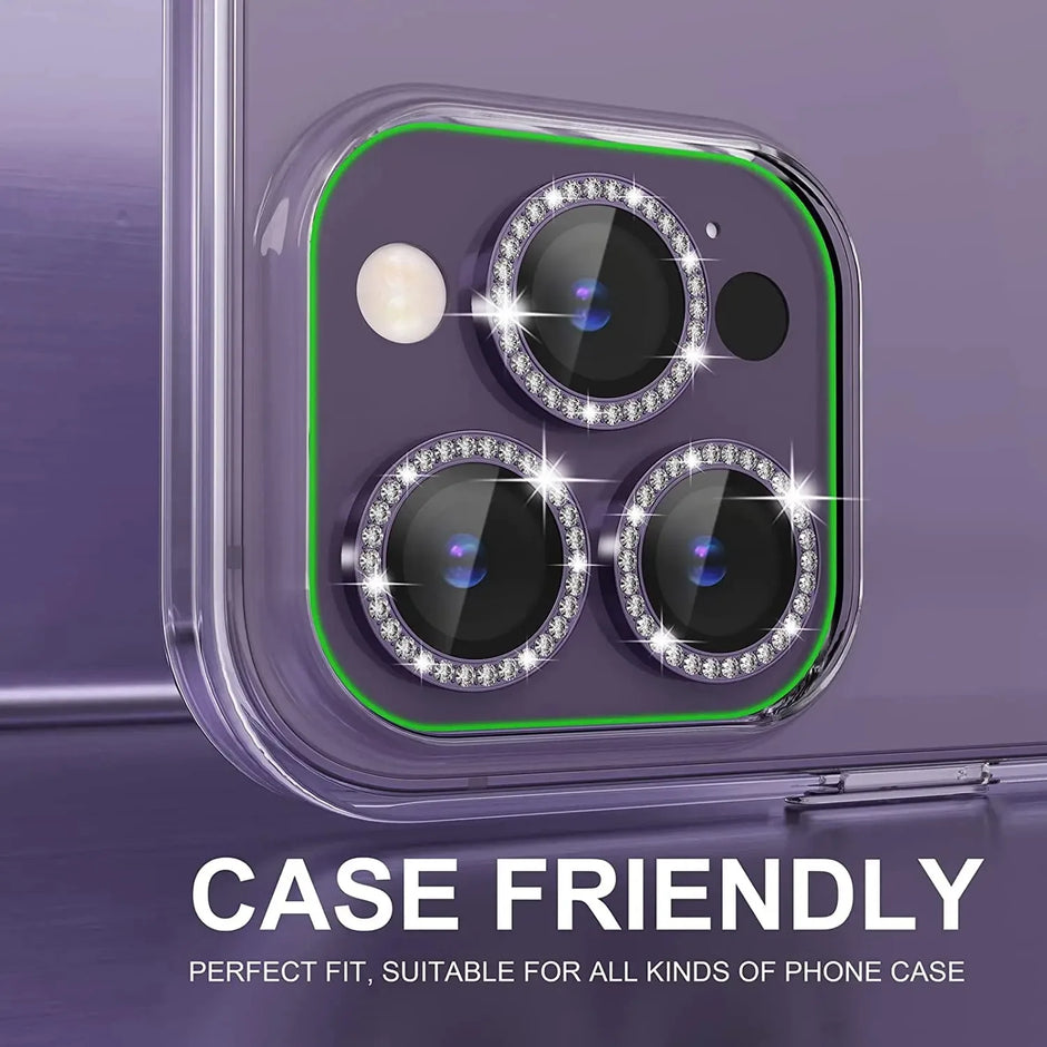 Sparkly Rhinestone Camera Lens Protector Case For iPhone 17 16 15 14 13 12 11 Pro Max 15 16 Plus 16E Screen Protector Film