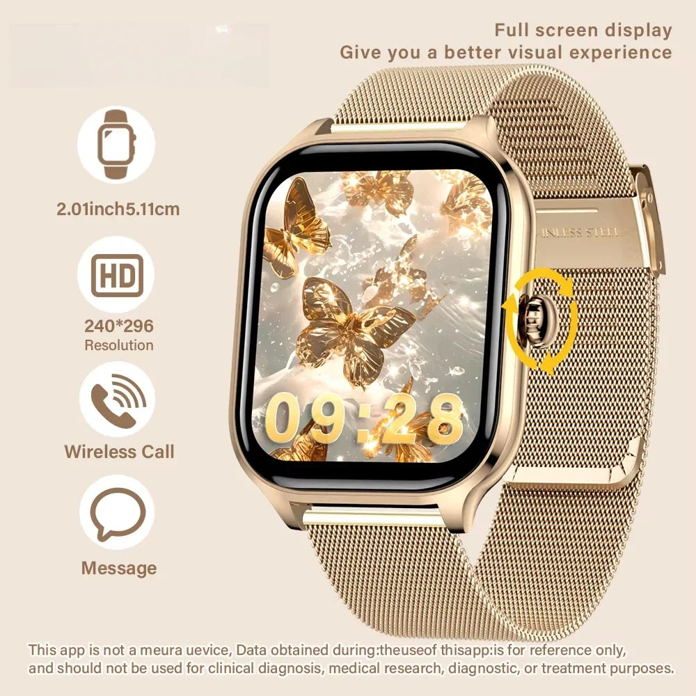 2025 New 2.01 Inch Smart Watch Man Woman Gift Full Touch Screen Sports Fitness Watch BT Call Digital Smart Watch Fashion Ladies