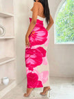 Women's fashion ins sexy ethos elegant slim-fit print with chest spread and slit bag buttock long dress
