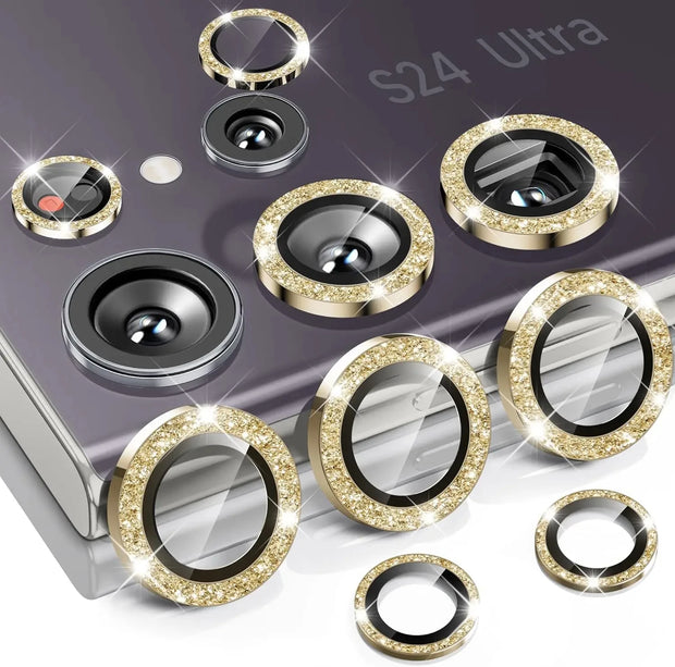 Diamond Glitter Lens Glass For Samsung Galaxy S25 Ultra Plus HD Clear Camera Protector For Samsung S24 S23 Metal Ring Lens Film