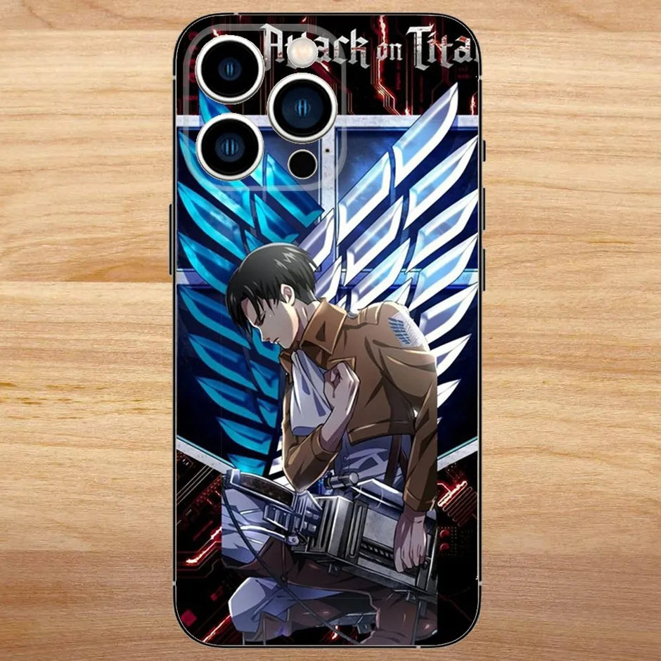 Levi Ackerman Attack on Titan Phone Case For iPhone15,14,13,12,11,Pro,Max,Plus,Mini,X,XS,XR,8,7,6,S,Plus,SE Soft Black Case