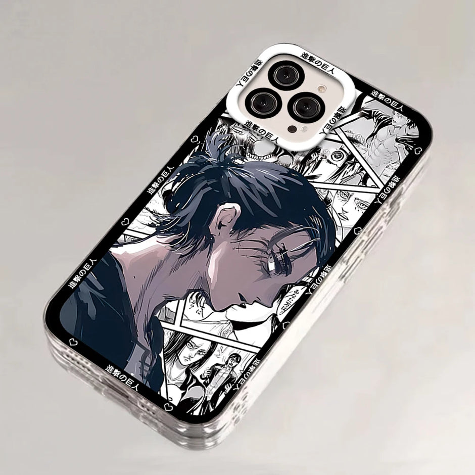 ANIME A-Attack on titan FUNDA PHONE Case For iPhone Border Soft Shell 11 12 13 Mini 14 15 16 Pro Max Soft Clear Back Cover Coque