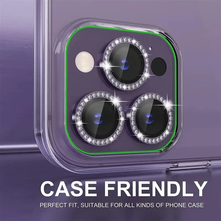 Sparkly Rhinestone Camera Lens Protector Case For iPhone 17 16 15 14 13 12 11 Pro Max 15 16 Plus 16E Screen Protector Film