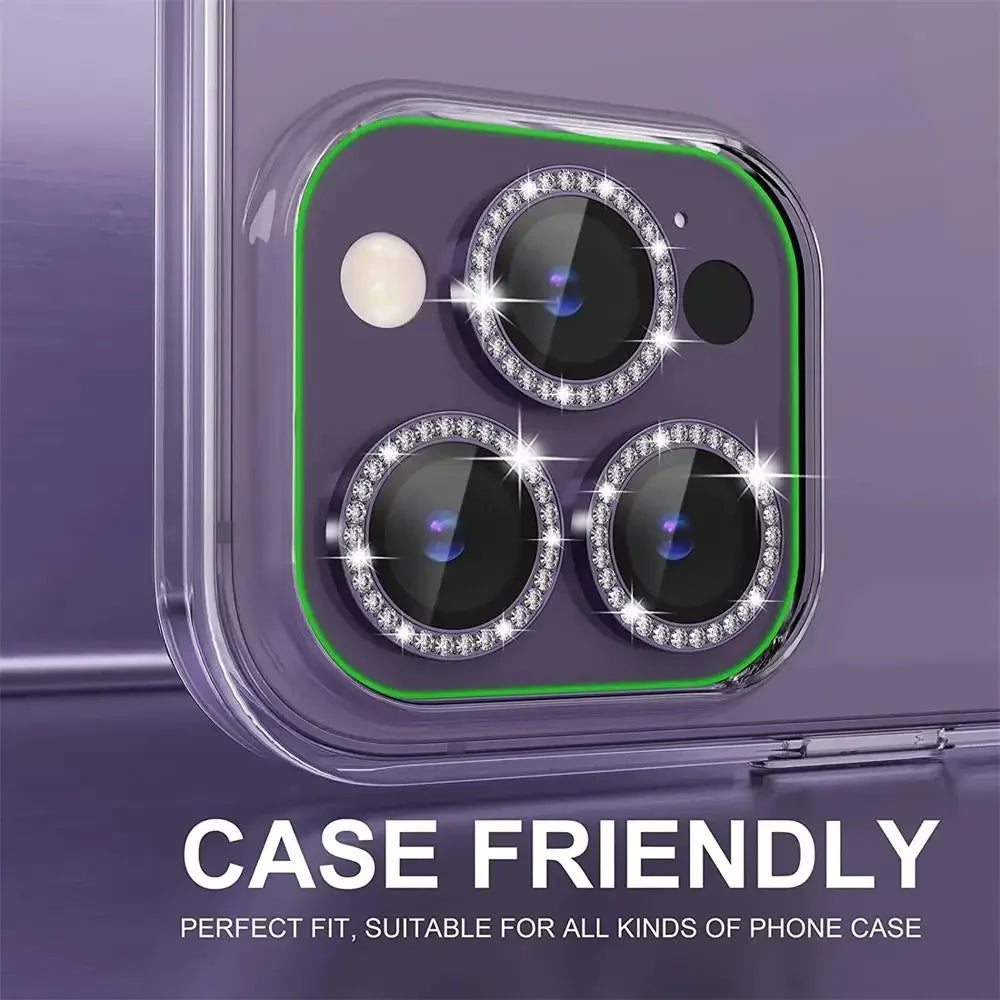 Sparkly Rhinestone Camera Lens Protector Case For iPhone 17 16 15 14 13 12 11 Pro Max 15 16 Plus 16E Screen Protector Film