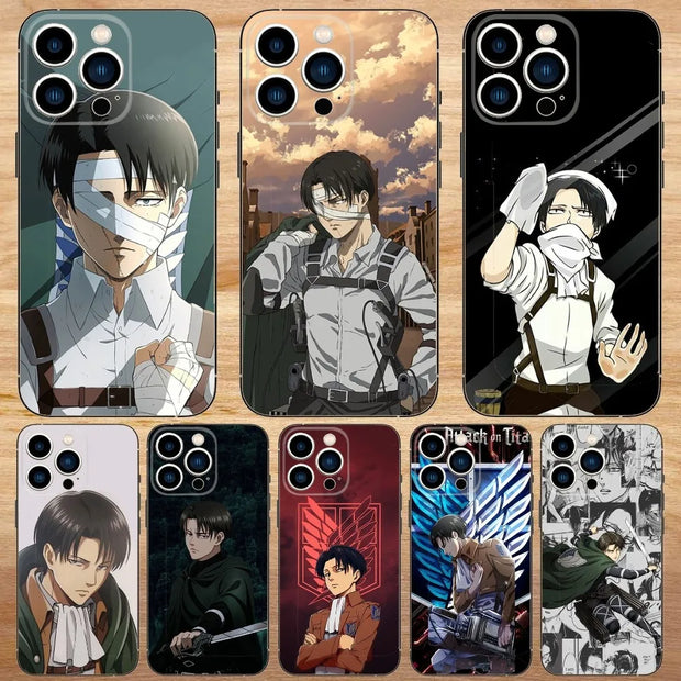 Levi Ackerman Attack on Titan Phone Case For iPhone15,14,13,12,11,Pro,Max,Plus,Mini,X,XS,XR,8,7,6,S,Plus,SE Soft Black Case