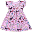 Princess Mouse Bow Toddler Girl Dress Summer Outfit Birthday Party Clothes Girls Flutter Sleeve Knee Length Dress 1-7 Years