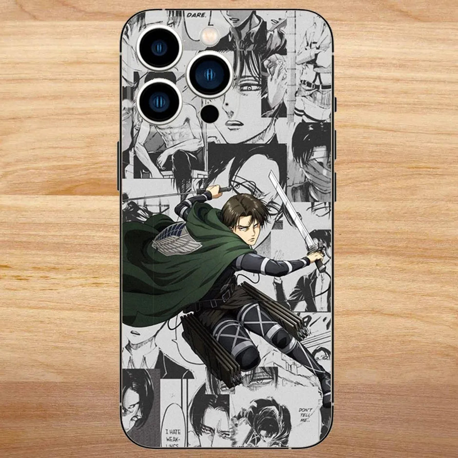 Levi Ackerman Attack on Titan Phone Case For iPhone15,14,13,12,11,Pro,Max,Plus,Mini,X,XS,XR,8,7,6,S,Plus,SE Soft Black Case