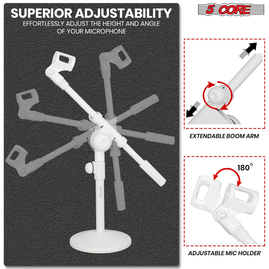 5Core Desktop Mic Stand round Base Universal Desk Microphone Holder Table Top Stands