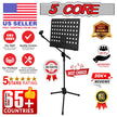 5Core Music Stand for Sheet Music Portablr Folding Tripod + Detachable Mic Holder